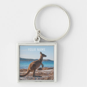 Kangaroo am Strand Lucky Bay Australien Schlüsselanhänger