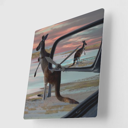 Kangaroo am Strand, Quadratische Wanduhr (Winkel)