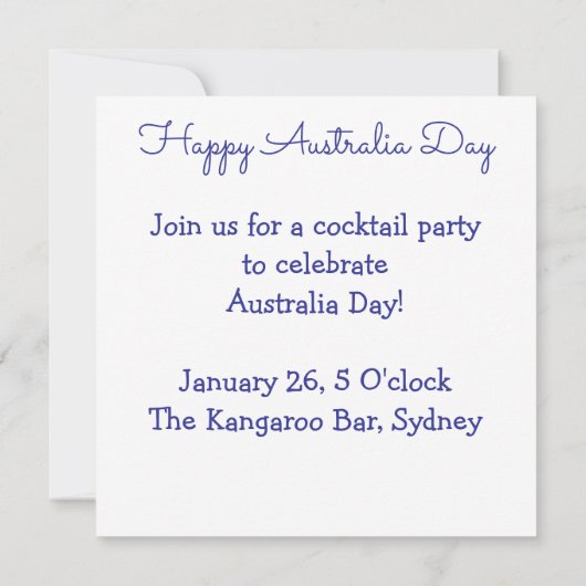 Kangaroo aus australischer Umgangssprache Einladung (Rückseite)