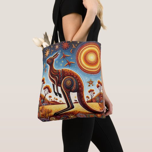 Kangaroo Aussie Aborigine-Museum Tasche (Von Nahem)