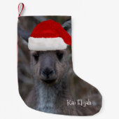 Kangaroo Australia Animal Red Weihnachtsmannmütze Kleiner Weihnachtsstrumpf (Vorderseite)