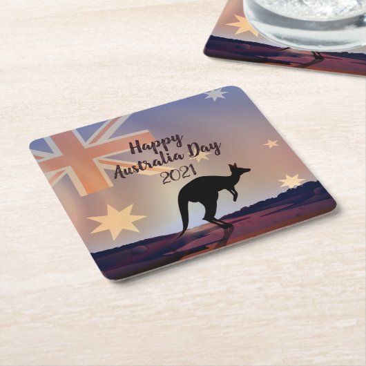 Kangaroo Australia Day Rechteckiger Pappuntersetzer (angewinkelt)