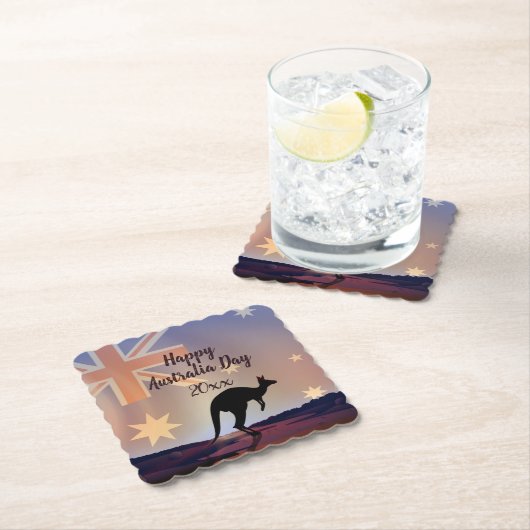 Kangaroo Australia Day Untersetzer (Vor Ort)