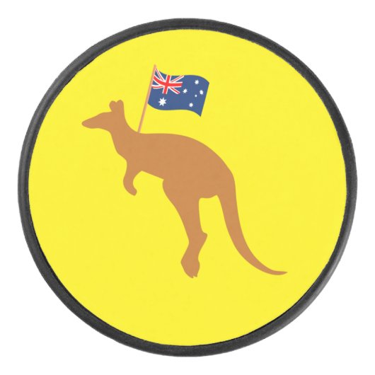 Kangaroo-Australia-Flagge gelb Eishockey Puck (Vorderseite)
