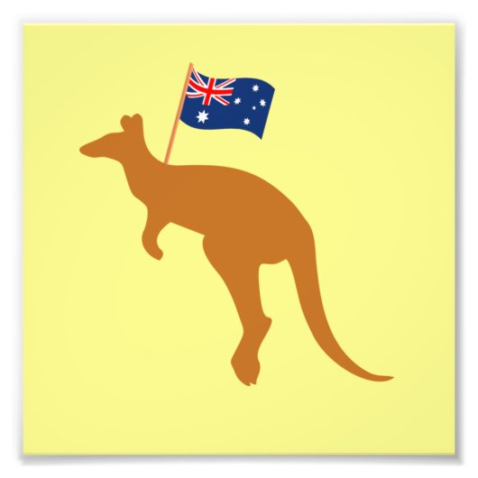 Kangaroo-Australia-Flagge gelb Fotodruck (Vorne)