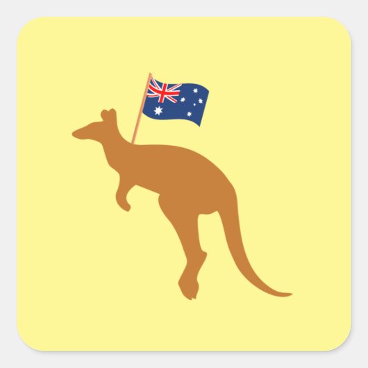 Kangaroo-Australia-Flagge gelb Quadratischer Aufkleber (Vorderseite)