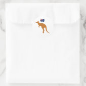 Kangaroo-Australia-Flagge weiß Runder Aufkleber (Tasche)