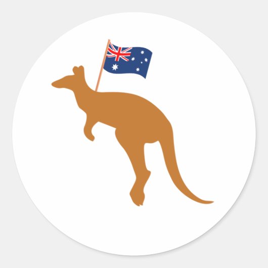 Kangaroo-Australia-Flagge weiß Runder Aufkleber (Vorderseite)