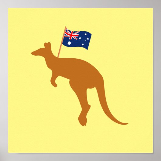 Kangaroo australia gelbes Quadrat Poster (Vorne)