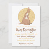 Kangaroo Baby Duwer Yellow Gender Neutral Einladung (Vorderseite)