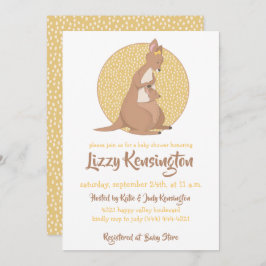 Kangaroo Baby Duwer Yellow Gender Neutral Einladung