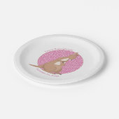Kangaroo Baby Girl Duwer Tan und Pink Pattern Pappteller (Schrägansicht)