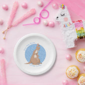 Kangaroo Baby Shower Tan und Blue Pattern Pappteller (Party)