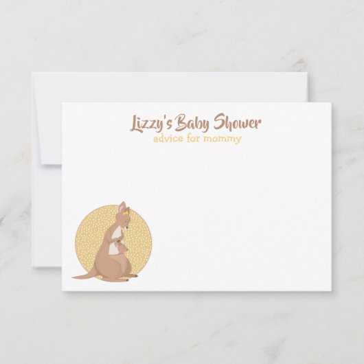 Kangaroo Babydusche Gelbe Ratschläge für Mami Einladung (Vorderseite)