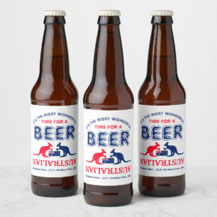 Kangaroo Beer, australische Flagge, Weihnachten Bierflaschenetikett