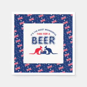 Kangaroo Beer, australische Flagge, Weihnachtsgebä Serviette