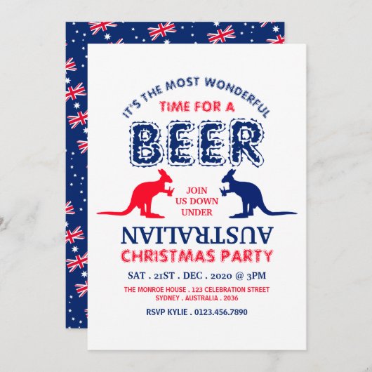 Kangaroo Beer, Weihnachtsfahne der australischen F Einladung (Vorne/Hinten)