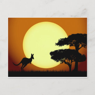 Kangaroo bei Sonnenuntergang Postkarte