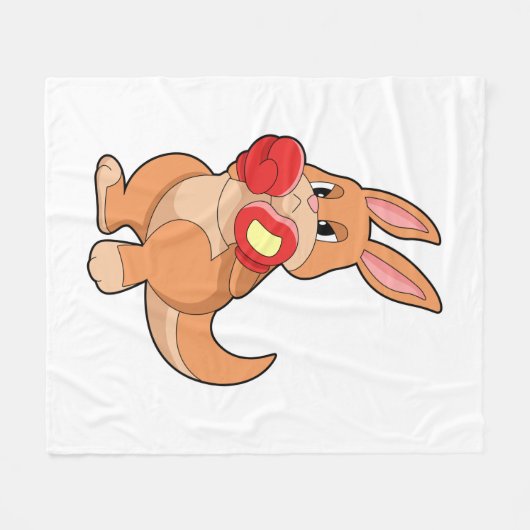 Kangaroo beim Boxen mit Boxhandschuhen Fleecedecke (Vorderseite (Horizontal))