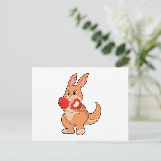 Kangaroo beim Boxen mit Boxhandschuhen Postkarte (Stehend Vorderseite)