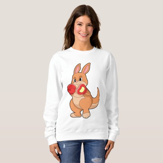 Kangaroo beim Boxen mit Boxhandschuhen Sweatshirt (Vorne ganz)