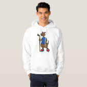 Kangaroo beim Eishockey mit Eishockeyschläger Hoodie (Vorne ganz)