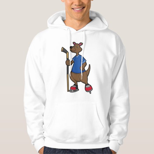 Kangaroo beim Eishockey mit Eishockeyschläger Hoodie (Vorderseite)