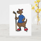 Kangaroo beim Eishockey mit Eishockeyschläger Karte (Gelbe Blume)