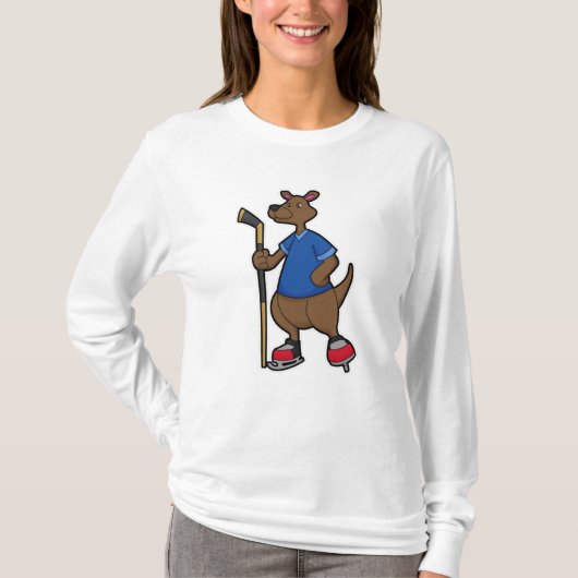 Kangaroo beim Eishockey mit Eishockeyschläger T-Shirt (Vorderseite)