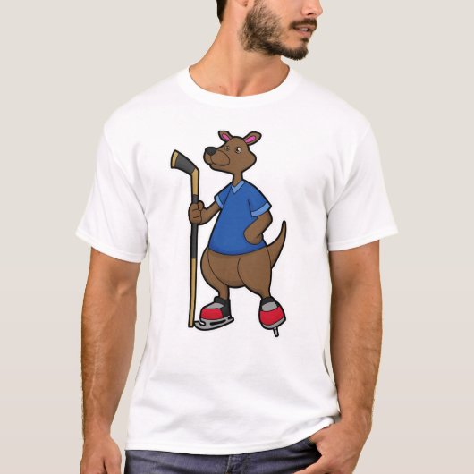 Kangaroo beim Eishockey mit Eishockeyschläger T-Shirt (Vorderseite)