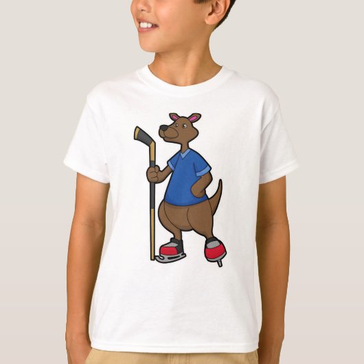 Kangaroo beim Eishockey mit Eishockeyschläger T-Shirt (Vorderseite)