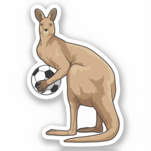 Kangaroo beim Fußballsport Aufkleber (Vorderseite)
