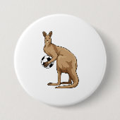 Kangaroo beim Fußballsport Button (Vorderseite)