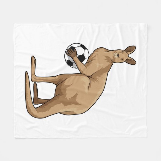 Kangaroo beim Fußballsport Fleecedecke (Vorderseite (Horizontal))