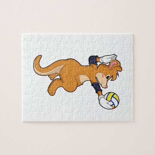 Kangaroo beim Volleyballsport Puzzle (Horizontal)