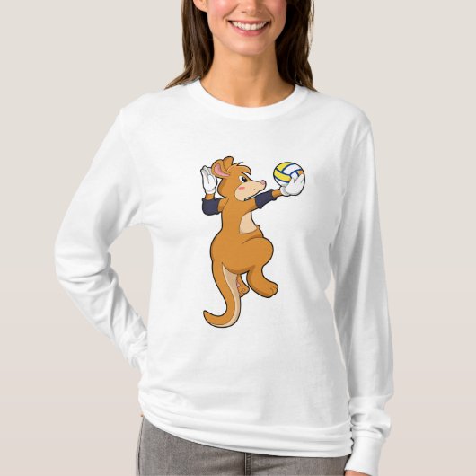 Kangaroo beim Volleyballsport T-Shirt (Vorderseite)
