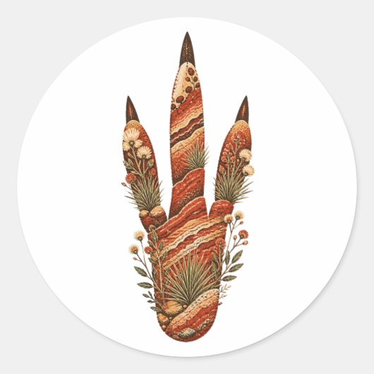 Kangaroo Botanical Footprint Nature Sticker (Vorderseite)