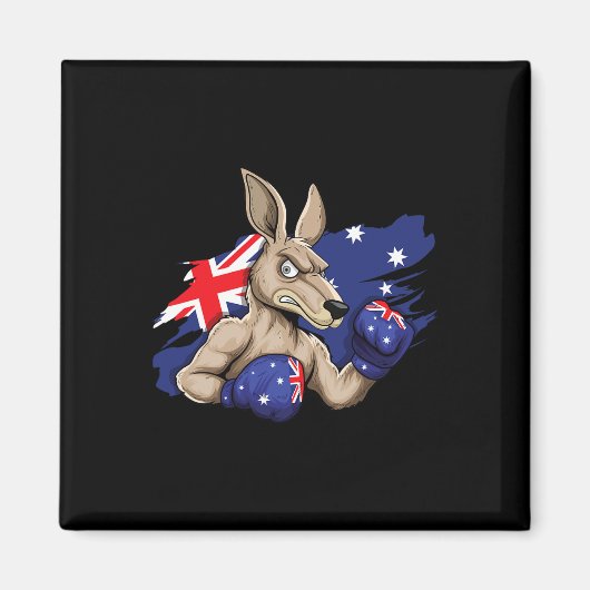 Kangaroo Boxer Boxing Australian Flag Liebe Austra Magnet (Vorne)