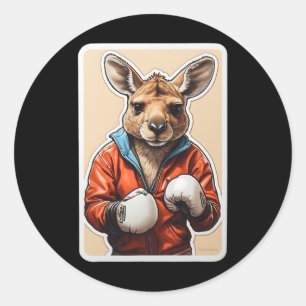 Kangaroo Boxer Design - spielerisches Boxen Kangar Runder Aufkleber
