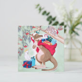 Kangaroo Christmas - Australische Weihnachtskunst Karte (Stehend Vorderseite)