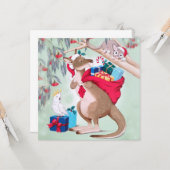 Kangaroo Christmas - Australische Weihnachtskunst Karte (Vorderseite/Rückseite Beispiel)