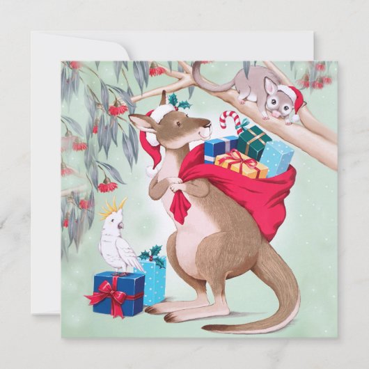 Kangaroo Christmas - Australische Weihnachtskunst Karte (Vorderseite)