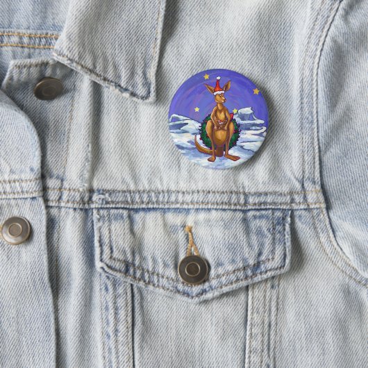 Kangaroo Christmas Starry Night Button (Beispiel)