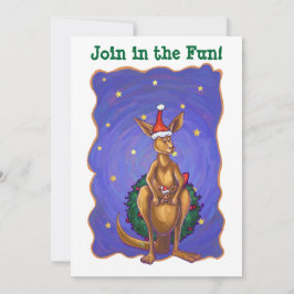 Kangaroo Christmas Starry Night Einladung