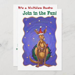 Kangaroo Christmas Starry Night Einladung
