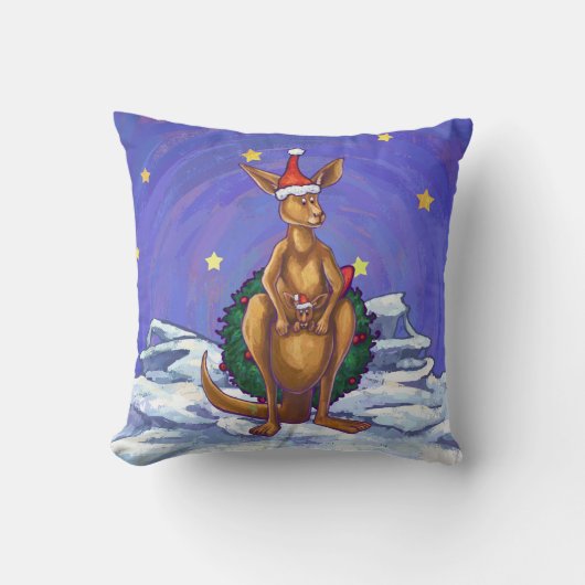 Kangaroo Christmas Starry Night Kissen (Vorderseite)