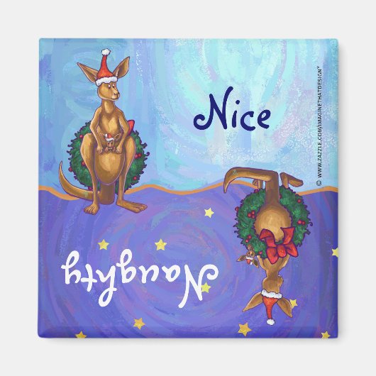 Kangaroo Christmas Starry Night Magnet (Vorne)