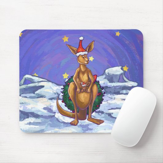 Kangaroo Christmas Starry Night Mousepad (Mit Mouse)