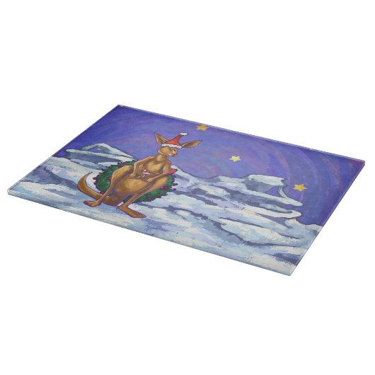 Kangaroo Christmas Starry Night Schneidebrett (Ecke)