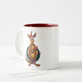 Kangaroo Christmas Starry Night Zweifarbige Tasse (Vorderseite Links)